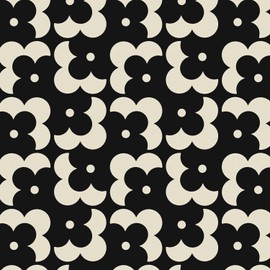 Ismoon Geometric Peel and Stick Wallpaper Boho Black and Beige Contact Paper 118"x17.3" Vintage Floral Wallpaper Removable Self-Adhesive Wall Paper Waterproof for Bathroom Wall Decor Vinyl