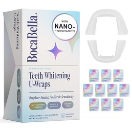 BocaBella Teeth Whitening Trays U-Wraps - 15% Hydrogen Peroxide Whitening Strips & Tray Alternative - Nano-Hydroxyapatite Enamel Safe - 10 Treatments - Up to 23 Shades Whiter - No Harsh Sensitivity