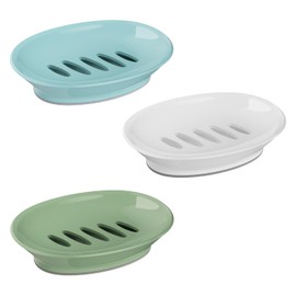 3 Pack Soap Dish with Drain Soap Holder, Soap Saver, Easy Cleaning, Stops Muddy Soap Dish for Shower, Bathroom, Kitchen