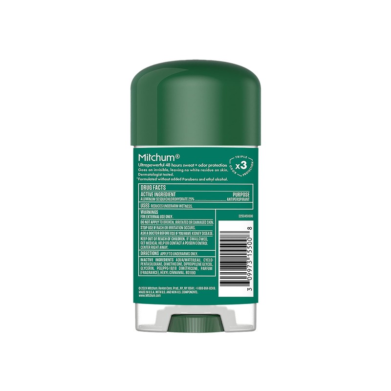 Mitchum Men Gel Antiperspirant Deodorant, Unscented, 2.25oz.