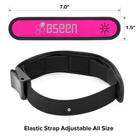BSEEN 2 Pack, (TM) Glow LED Armband, Glow and Flash, High Visibility in The Dark for The Safety of Runners, Joggers, Pet Owners, Cyclists (Pink)