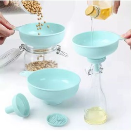 TIKA 1 Wide Mouth Kitchen Funnel, 3-in-1 Spout and Strainer, Funnel for Bottle & Jar