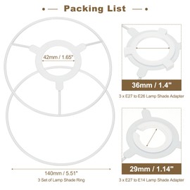 PATIKIL 5.5 Inch Lamp Shade Ring, 3 Set Lamp Shade Frame with E27 to E26 or E17 Adapter Lampshade Frame Wire for DIY Drum Lampshade Table Floor Lamp
