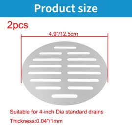 Round Drain Cover Grates Fit 5-inch Drain Stainless Steel Strainer -2pcs