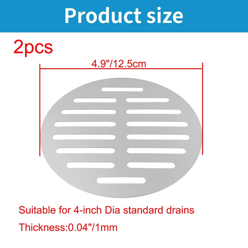 Round Drain Cover Grates Fit 5-inch Drain Stainless Steel Strainer