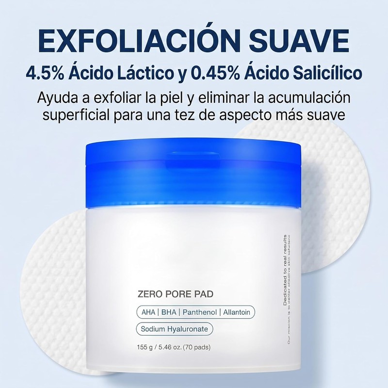 Zero Pore Pad, Pads Tonificantes AHA BHA, Ácido Láctico 4.5%,