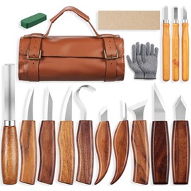 Wood Carving Kits, Wood Whittling Kit, Wood Carving Knife Set, Wood Carving Tools Set with Deluxe Leather Case, Woodworking Chisel Set for Beginners and Professionals