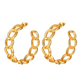 FOCALOOK Women's Elegant Open Half Earrings Geometric Shape Statement Earrings Gold Plated Cool Bohemian Dangle Earrings Fashion Jewellery Gift for Women Girls, Metal