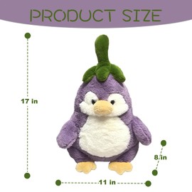 Fuzzleehi Purple Penguin Plush Toy Eggplant-Shaped Penguin Plush Stuffed Animal, Toys Purple Penguin (Size 11” / 17”) (11 inches)