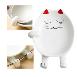Spoon Rest, Ceramic Spoon Holder, Ceramic Spoon Rest with Funny Cat Ears, for Kitchen Decoration, Table Decoration, Pot Lid, Spoon or Spatula (Red)