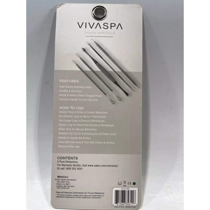 VIVASPA NEW VIVASPA Beauty Redefined 5pc SS Blackhead & Whitehead