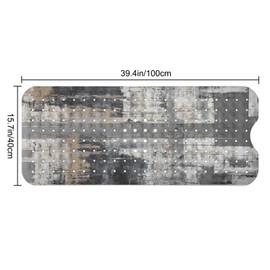 LNOND Grey and Brown Bathtub Mat Non Slip, 40 X 16 Inch Tub Mat for Bathroom, Abstract Art Bath Tub Shower Mat with Drain Holes and Suction Cups