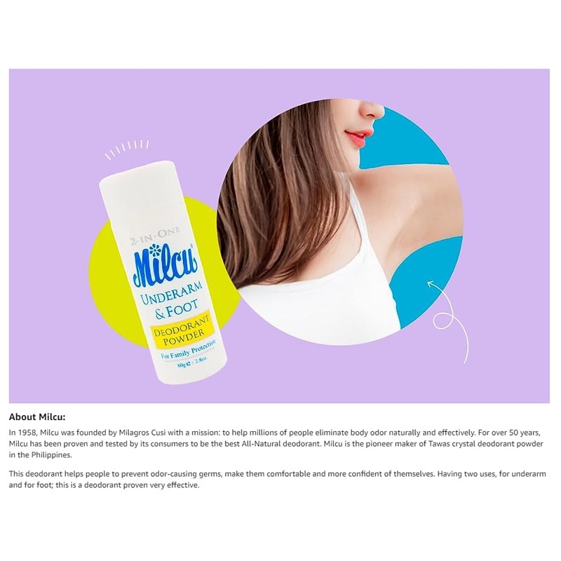 Milcu Milcu Underarm & Foot Deodorant Powder 80 grams Large