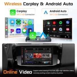 7inch Wireless Carplay Double Din Car Stereo with Wireless Android Auto,1080P HD Touchscreen 5.0 Bluetooth Mirror Link,FM Radio,Online Video,7Color Key Light,USB/AUX/USB Port AHD Backup Camera