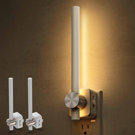 L LOHAS LED Night Light, 2 Pack Night Lights Plug into Wall, 0-200LM Bathroom Night Light, Dusk to Dawn Sensor 2W Dimmable Nightlights, Soft White 3000K, Modern Nightlight for Adults Mirror Restroom