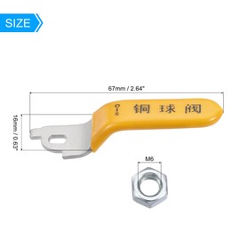 MECCANIXITY Small Lever Handle 2 Inch Length Iron Chrome Plated Replacement Quarter Turn with Plastic Grip Yellow for Ball Valve