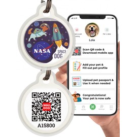 Dog Tags for Pets - Silicone QR Code Pet ID Tags for Dogs & Cats - Silent Dog Name Tag and Cat Name Tag for Your Pet - Puppy Name Tag for Dog Collar - Dog Identification Tags (Space-L)