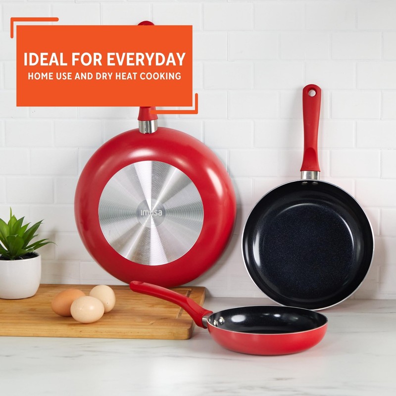 IMUSA Nonstick Ceramic Cookware Set 3-Piece 7in/9in/11in, with Stay-Cool Handles,