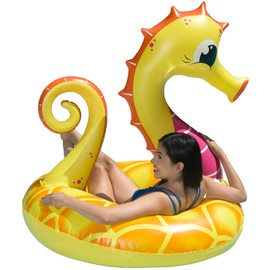 Poolmaster 48-Inch Inflatable Swimming Pool Party Float, Seahorse, Yellow
