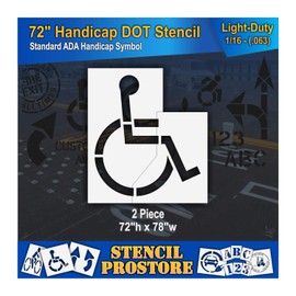 Pavement Stencils - 72 inch - Handicap - ADA Stencil - (2 Piece) - 72" x 78" x 1/16" (63 mil) - Light-Duty