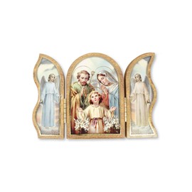 CBC Holy Family Folding Plaque or Triptych with Gold Highlights