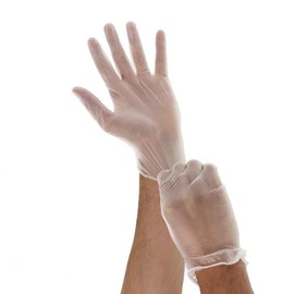 Powdered Vinyl Latex Free Medical Disposable Gloves - Box of 100 (Medium, Clear)