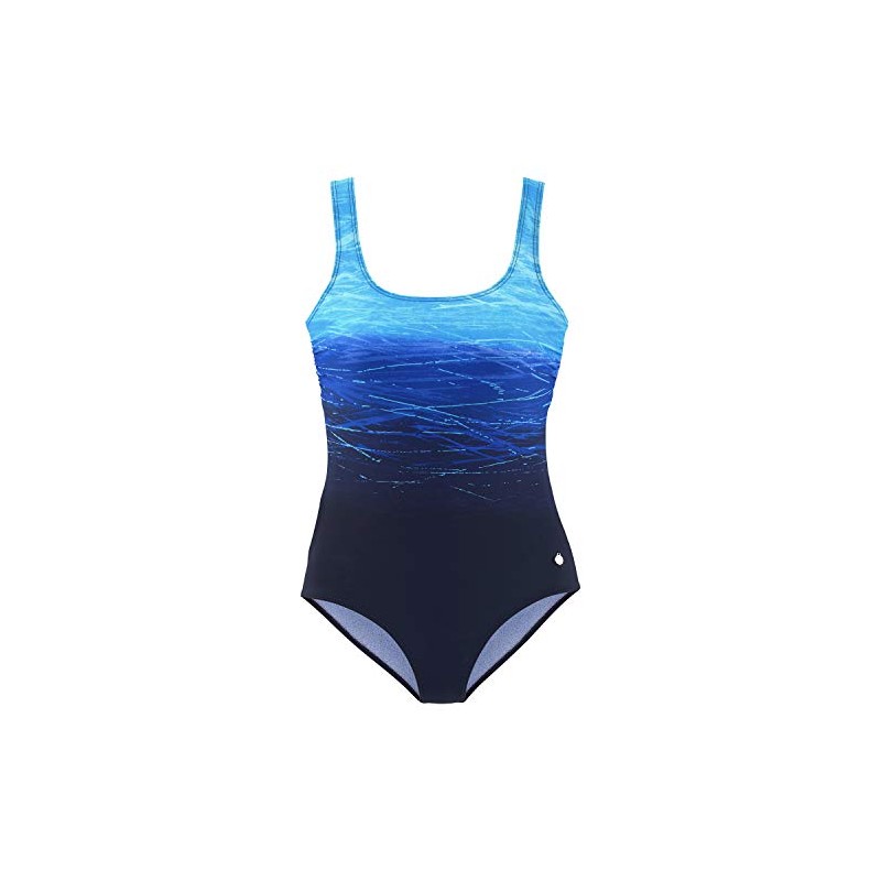 Lascana Women's Swimming Costume, Blue Patterned