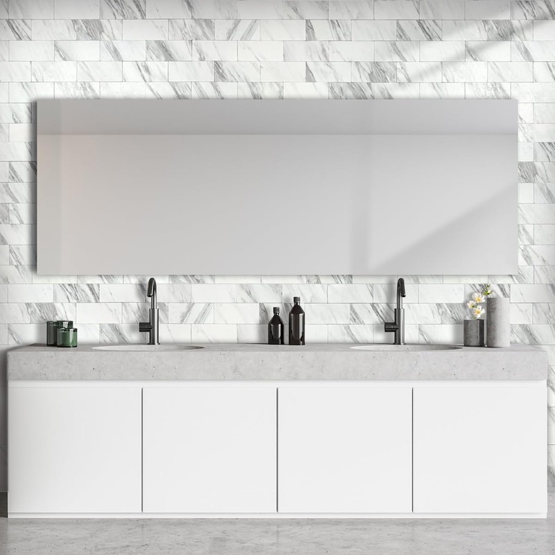 AULIGET 4-Piece White Marble Look Peel and Stick Backsplash Wall