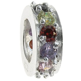 Dreambell 925 Sterling Silver Round Mixed Cz Crystals Ring Bead Spacer for European Charm Bracelets