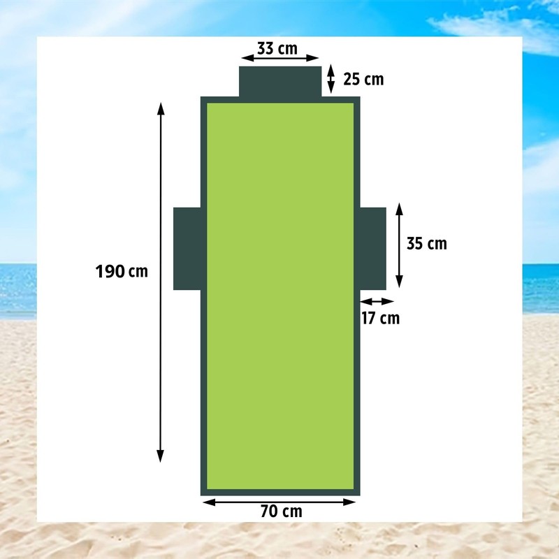 o-day Deluxe Microfibre Beach Towel with Side Pockets and Inflatable