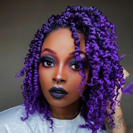 ToyoTress Tiana Passion Twist Hair - 6 Inch 8 Packs Ombre Purple Pre-Looped Pre-Twisted Passion Twists Crochet Braids Made Of Bohemian Hair Synthetic Braiding Hair Extension (6 Inch, T-Purple-8P)