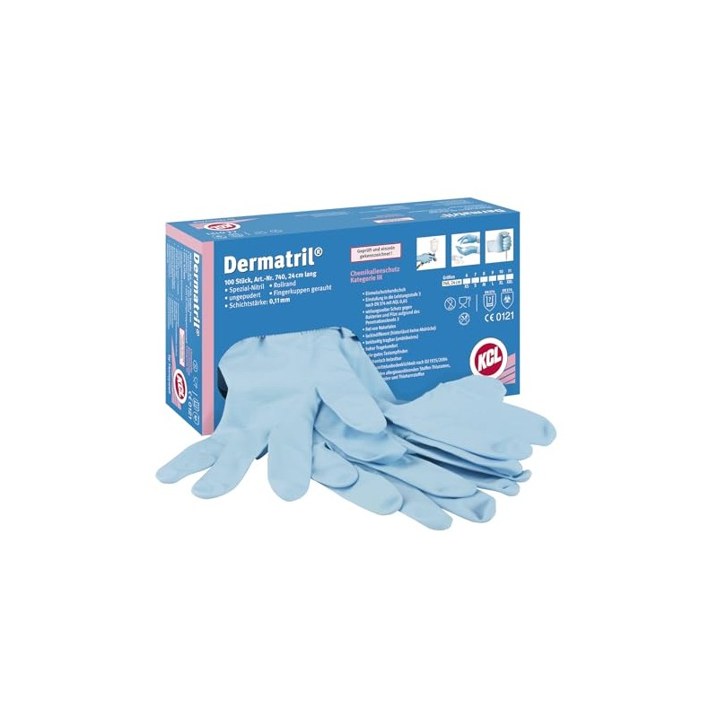 Dermatril 740 Gloves - blue - 8