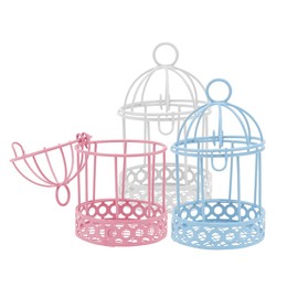 6 Pcs Mini Birdcage Ornament Bird Cage Decoration Statues for Home Decor Desktop Decor Decorative Cage Wedding Decor Mini Girl Heart Decoration Wrought Iron Dining Table Organizer