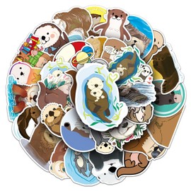 50 Pcs Otter Stickers,The Eurasian River Otter Graffiti Stickers,Vinyl Waterproof Sticker for Kids Teens Girls,for Phone Laptop Water Bottles Skateboard Computer Phone Luggage Guitar Car Gifts Sticker