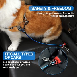 Mi Metty Dog Seat Belt Harness for Car,2pcs Dog Seatbelt of Coated Wire Leash Safety Restraint,No Chew Tether Cable Vehicle Dog Accessories,Double Clips & Latch (Black, 24 inch/60 CM)