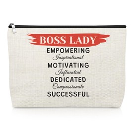Gevody Boss Lady Gifts for Women Makeup Bag Going Away Retirement Appreciation Gifts for Boss Lady Leader Manager Mentor Promotion Cosmetic Bag Christmas Birthday Present Travel Pouch Office Present