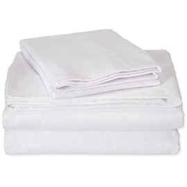 Pointehaven Heavy Weight Solid Flannel Sheet Set, Queen, White