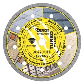 1 x SabreCut SCDT230 230mm (9 inch) x 10mm x 22.23mm Bore Turbo Angle Grinder Diamond Circular Saw Blade