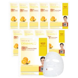 DERMAL Koreanische Gesichtsmaske mit Vitamin C und Kollagen Essenz, 10 Stück – Vitamin C, Strahlkraft und Hautvitalität, für trockene und fahle Haut