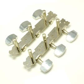 3-on-Plate Classic Acoustic Guitar Tuners Set, Metal knobs Nickel (3x3)