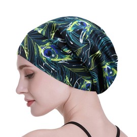 Sleeping Cap,Satin Silk Liner Long Hair Women Braids Soft Bamboo Viscose Blue Camo