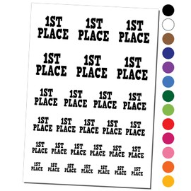 First Place Fun Text Temporary Tattoo Water Resistant Fake Body Art Set Collection - Black (One Sheet)