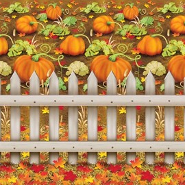 Beistle 1-Pack Decorative Pumpkin Patch Backdrop, 4-Feet by 30-Feet