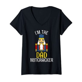 Womens Dad Nutcracker Costume Matching Family PJs Daddy Christmas V-Neck T-Shirt