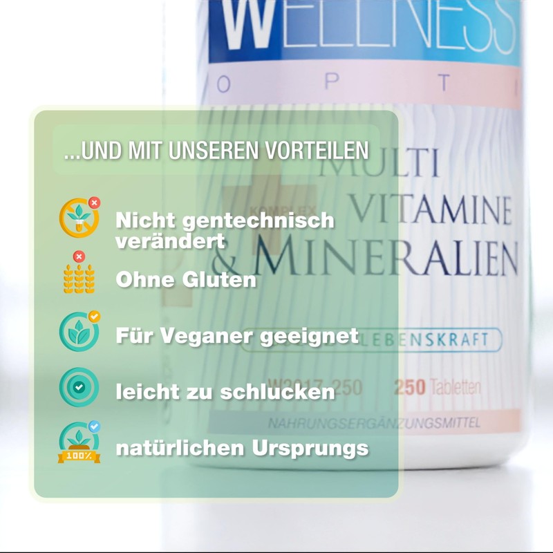 WELLNESS OPTI - Multivitamins and Minerals Complex - 250 Tablets