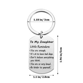 To My Daughter Key Chain Gifts from Mom Dad Stainless Steel Inspirational for Adults Kids Graduation Birthday Christmas Back to School Birthday - To My Daughter Little Reminders - Silver