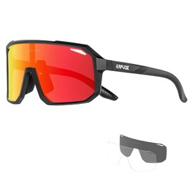 KAPVOE Polarised Cycling Glasses Men Women Sunglasses 3 Interchangeable Lenses TR90 Sports Glasses Cycling MTB Cycling Glasses Running Hiking Golf Baseball Volleyball Tennis Fishing Softball