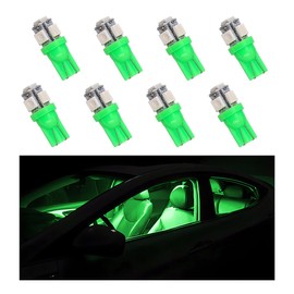 Wevdn 8 PCS LED Light Bulb for Car, T10 Wedge 5SMD 5050 Chips LED Replacement Bulb Kit, Automotive T10 LED Lamp Map Door License Plate Dashboard Courtesy Light, Car Accessories (Green)