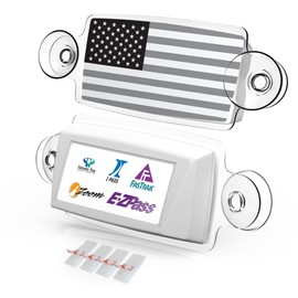 AUTOBOXCLUB EZ Pass Holder/Toll Pass Holder for Most US States/Toll Pass Windshield Mount/Easy to Install and Remove/with 4pcs Toll Pass Mounting Strips/UV-Protective (Black US Flag)