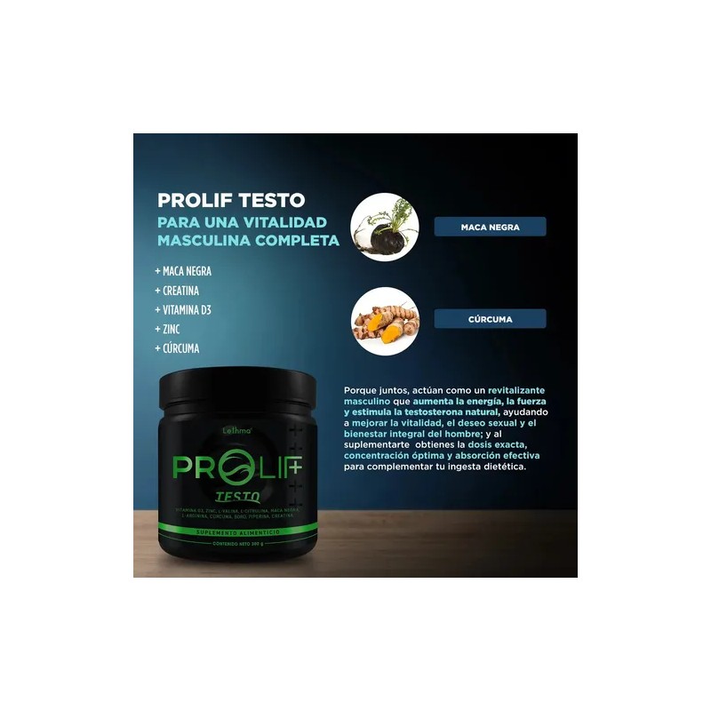 Lethma Prolif Testo 300g En Polvo. Vitaminas Y Minerales Sin